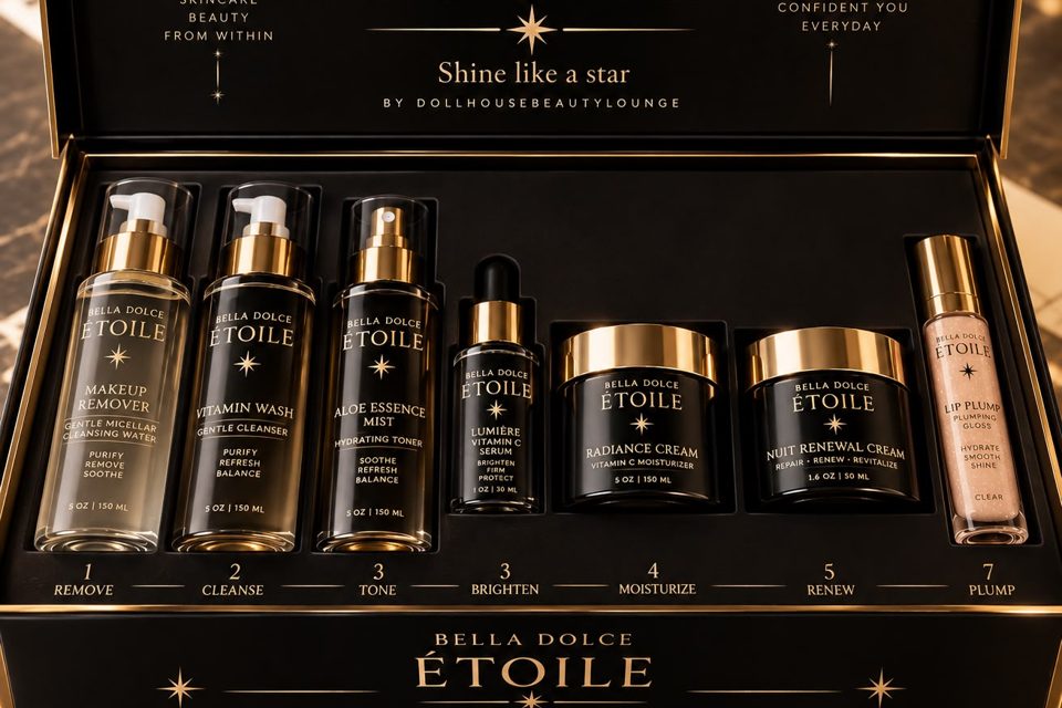 Bella Dolce Étoile black and gold skincare ritual set